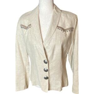 Vintage Pure West linen blazer rodeo country western  designer southwest